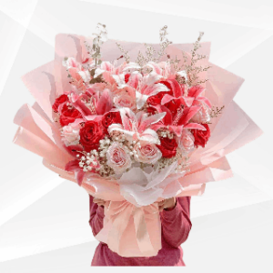 lily and rose bouquet